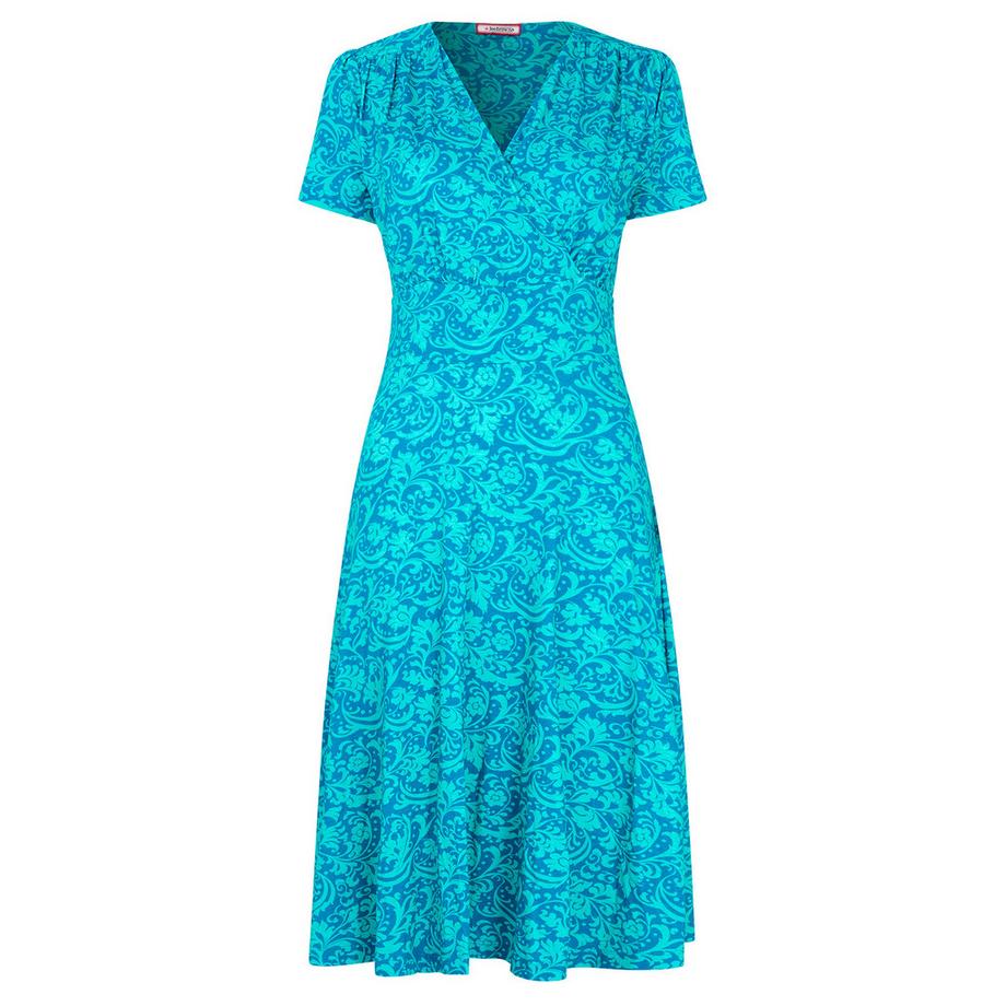 Jersey-Kleid mit Wickelausschnitt und fließendem Saum