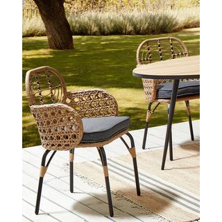 Beliani Lot de 2 chaises de jardin avec coussins en Polyrotin Boho PRATELLO  