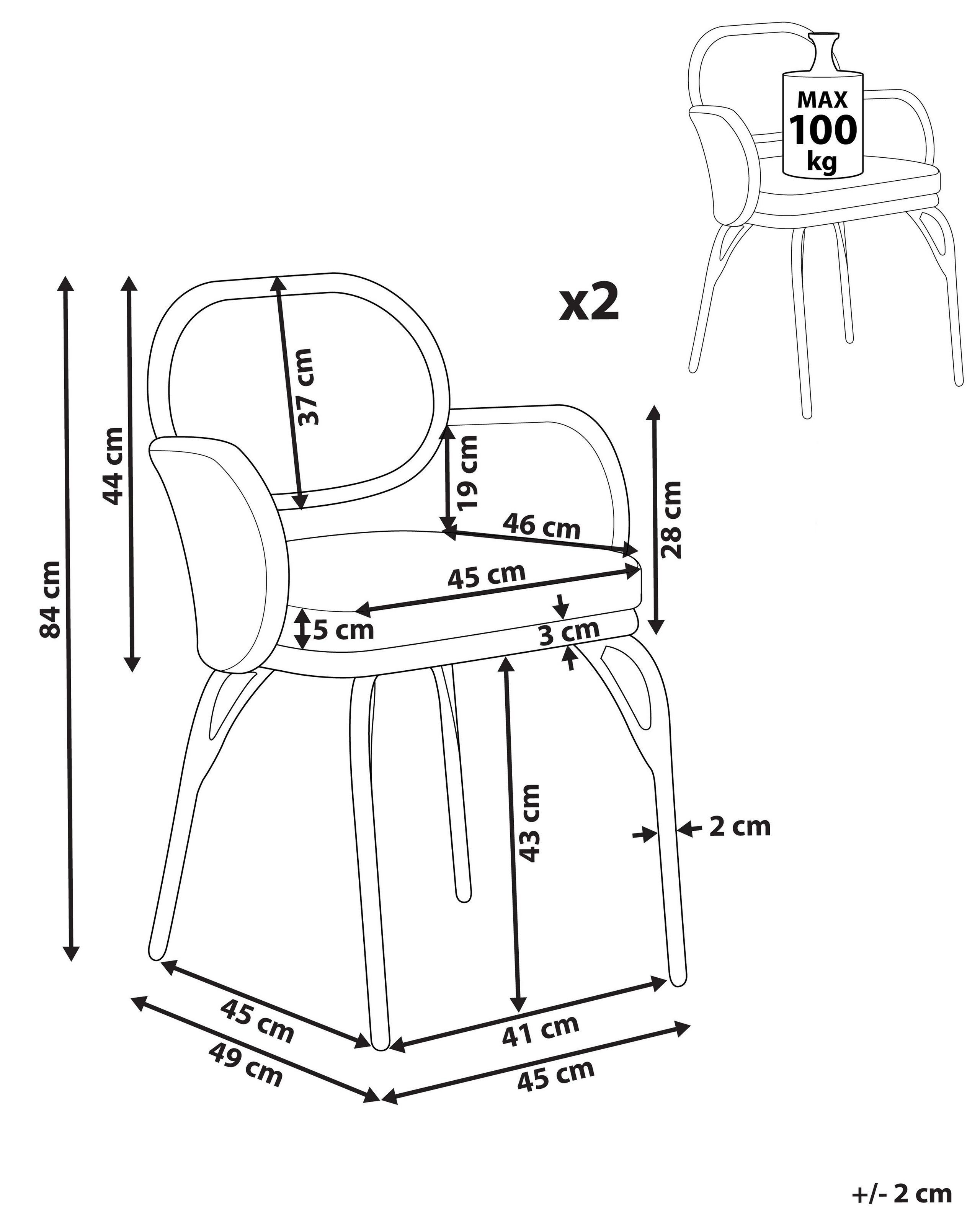 Beliani Lot de 2 chaises de jardin avec coussins en Polyrotin Boho PRATELLO  