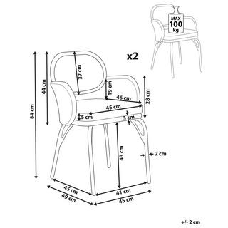 Beliani Lot de 2 chaises de jardin avec coussins en Polyrotin Boho PRATELLO  