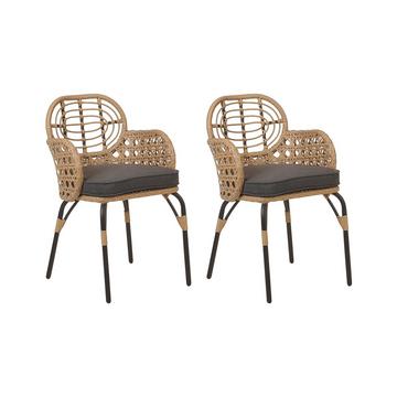 Lot de 2 chaises de jardin avec coussins en Polyrotin Boho PRATELLO