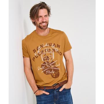 Biker-T-Shirt mit Flatlocknähten und Schädelmotiv