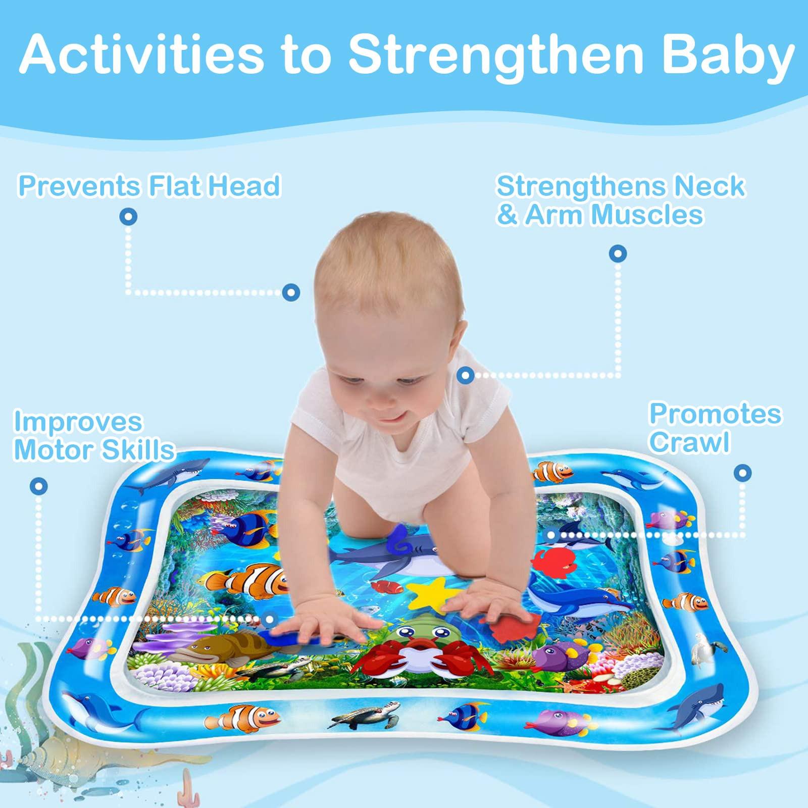 Activity-board  Wassermatte Baby, Wasser Spielmatte Spielzeug Baby Wasserkissen Aufblasbares Wasserspielzeug für Babys 