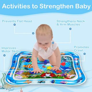 Activity-board  Wassermatte Baby, Wasser Spielmatte Spielzeug Baby Wasserkissen Aufblasbares Wasserspielzeug für Babys 