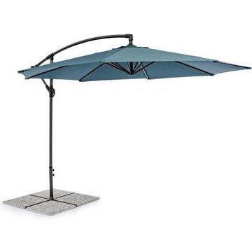 Parapluie cantilever Texas 300, anthracite, bleu paon