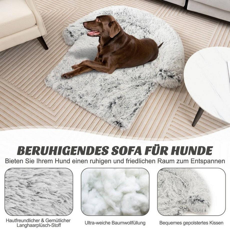 B2X  Cuccia in peluche per cani con base antiscivolo, rivestimento sfoderabile e lavabile e morbido paranuca, grande 115 x 120 cm, grigio-bianco 