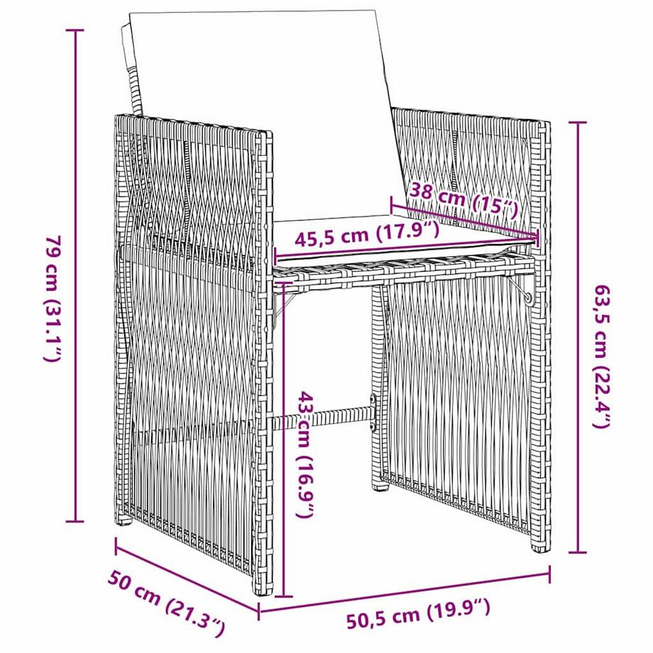 VidaXL Ensemble de salle à manger pour jardin poly rattan  