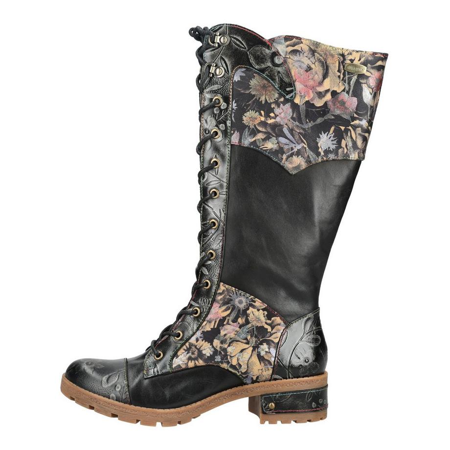 Laura Vita Blumenprint Schnürstiefel bis zum Knie  