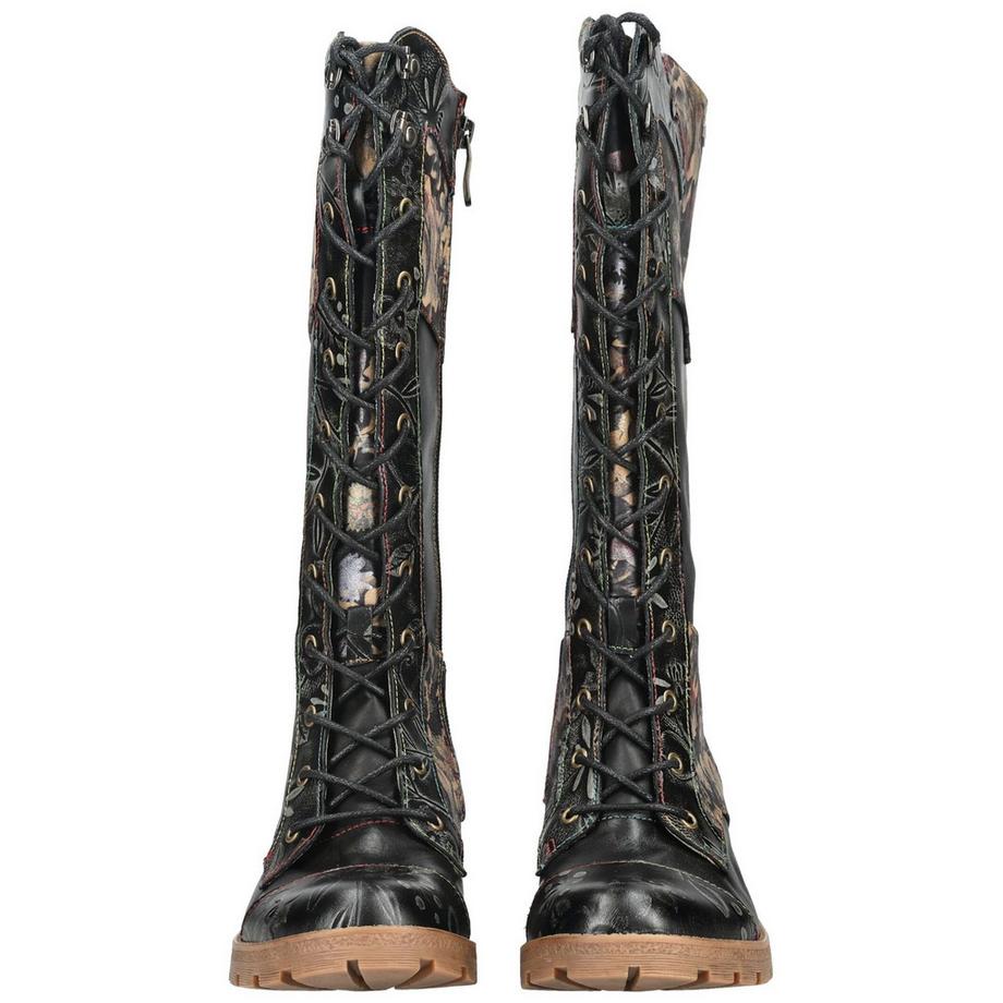 Laura Vita Blumenprint Schnürstiefel bis zum Knie  
