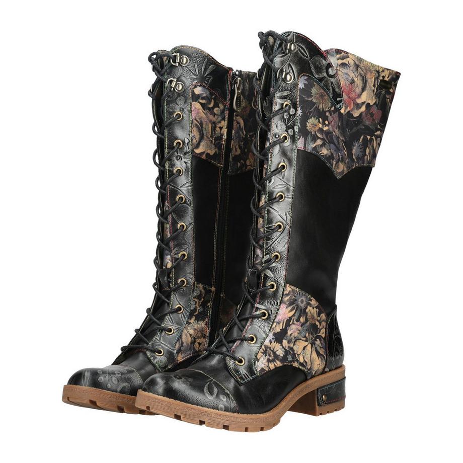 Laura Vita Blumenprint Schnürstiefel bis zum Knie  