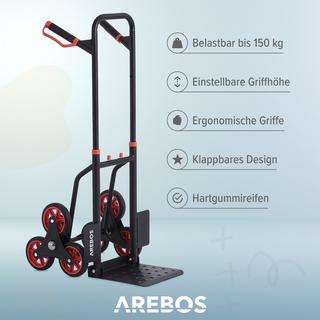 Arebos  Diable pour escaliers Diable de transport 150 kg pliable 