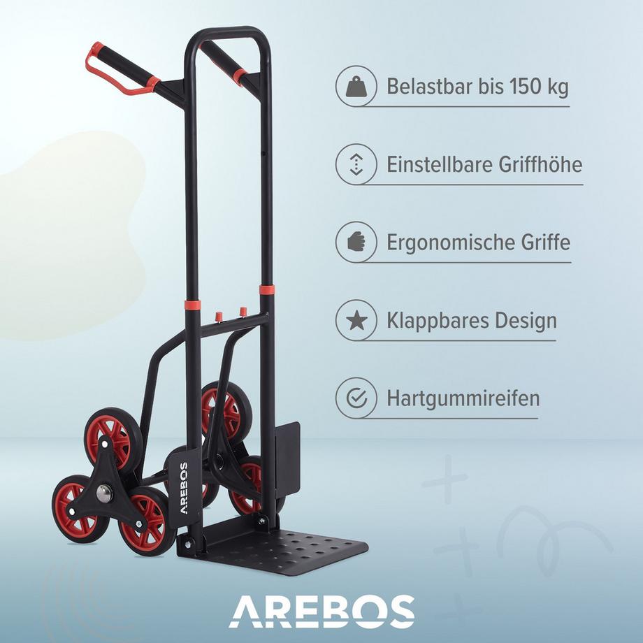 Arebos  Treppensteiger Sackkarre Transportkarre 150kg klappbar 
