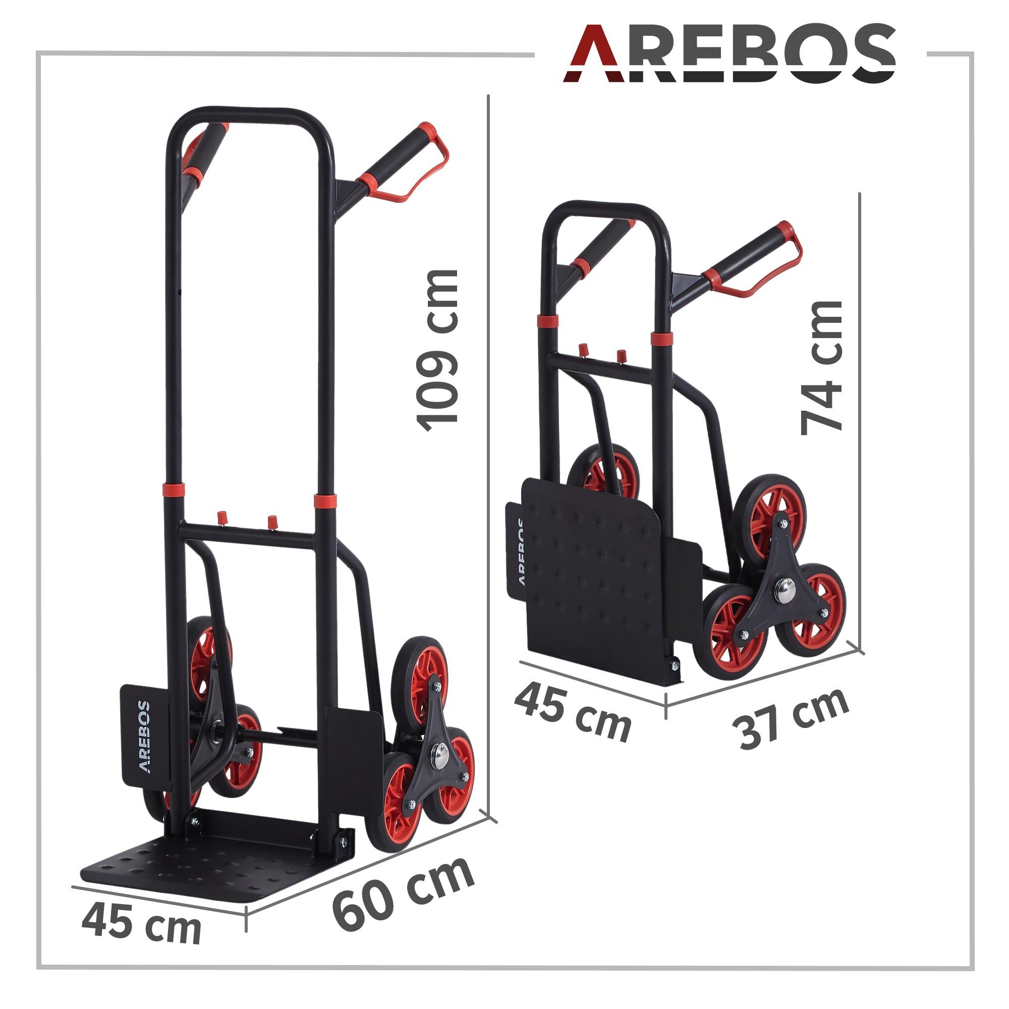 Arebos  Diable pour escaliers Diable de transport 150 kg pliable 