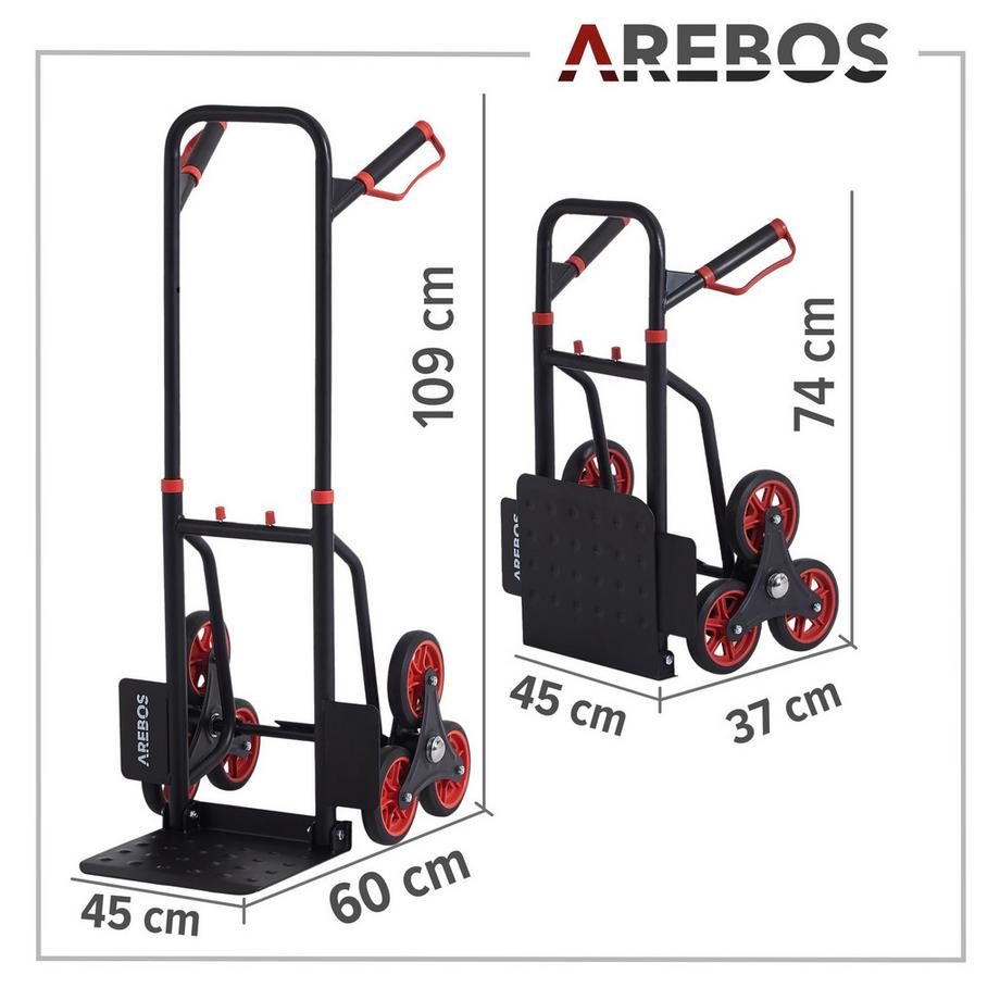 Arebos  Treppensteiger Sackkarre Transportkarre 150kg klappbar 