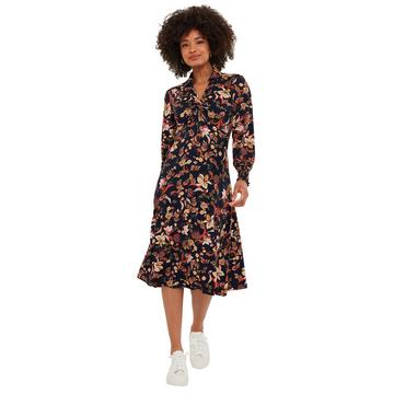 Robe Midi Volantée Florale Automnale