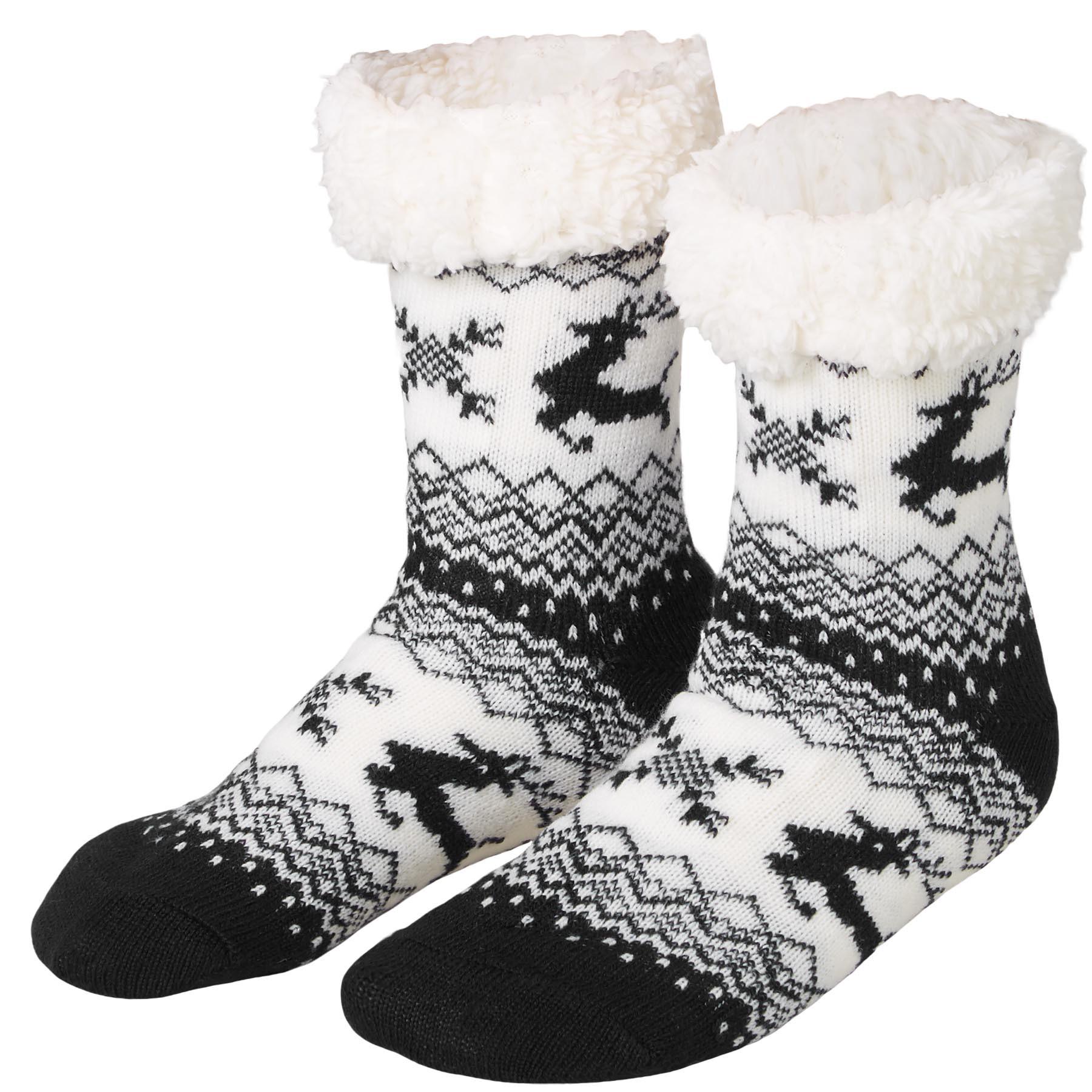 Tectake  Soffici calze con motivo di renna, nero-bianco 