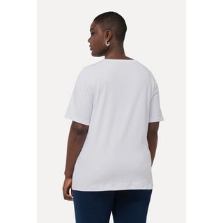 Ulla Popken Coton Pima Paillettes Col Rond Manches Courtes T-Shirt  