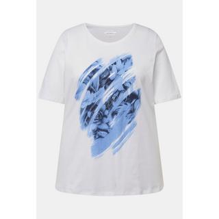 Ulla Popken Coton Pima Paillettes Col Rond Manches Courtes T-Shirt  