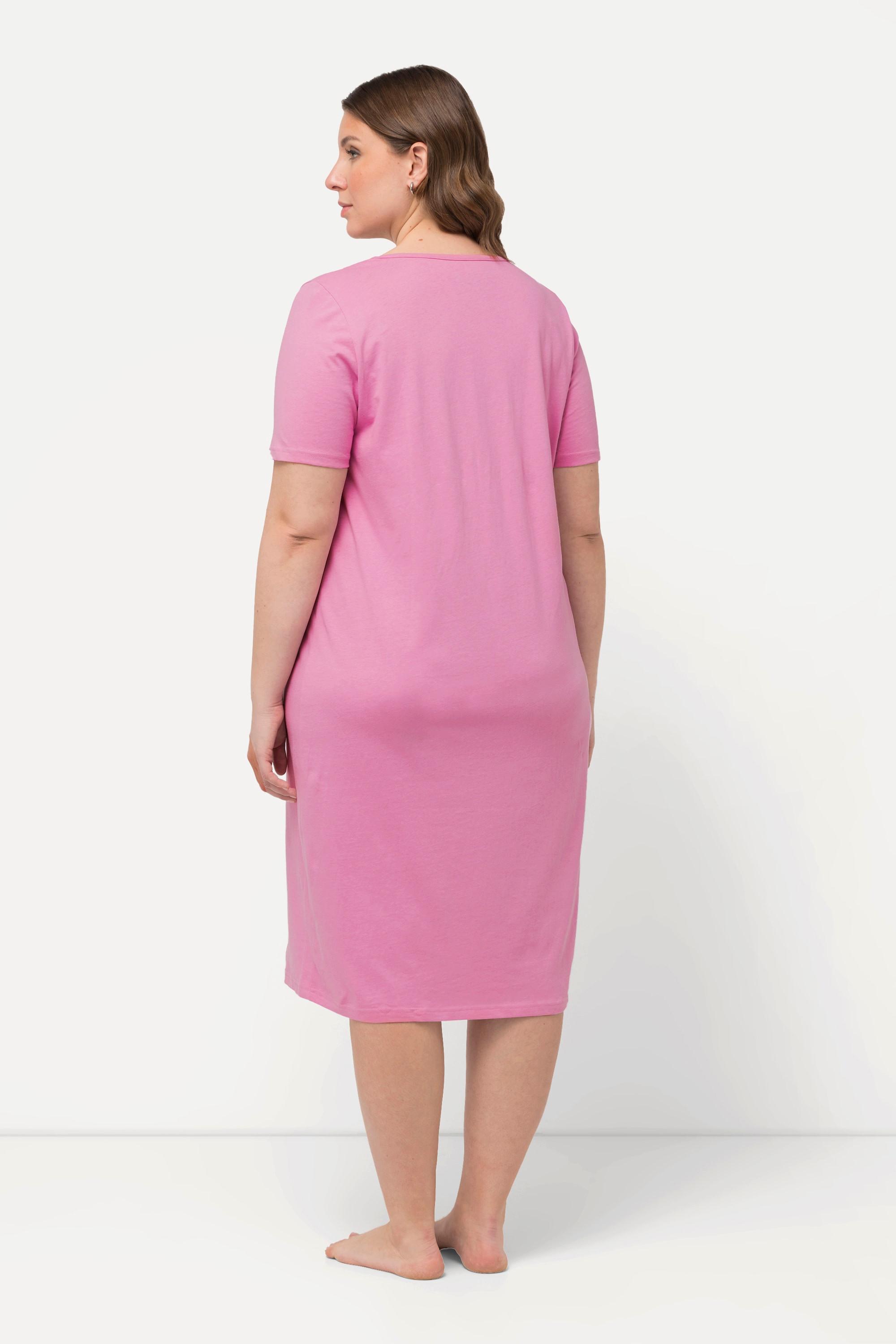 Ulla Popken Chemise de nuit Dentelle Encolure Carrée Manches Courtes  