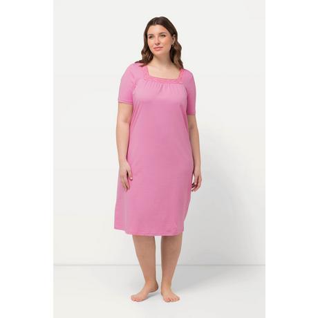 Ulla Popken Nachthemd Spitze Carree-Ausschnitt Halbarm  