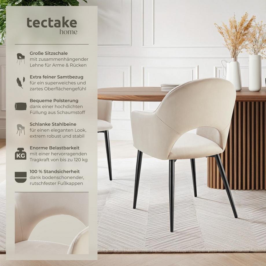 Tectake Fauteuil SACHEL en velours et rembourré  