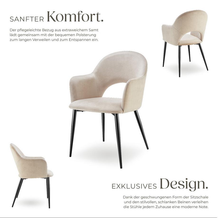 Tectake Fauteuil SACHEL en velours et rembourré  