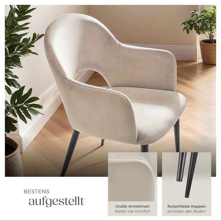 Tectake Fauteuil SACHEL en velours et rembourré  