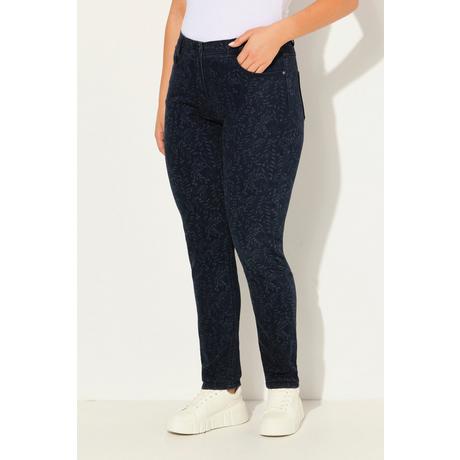 Ulla Popken  Jeans Boyfriend jambe large, motif imprimé au laser 