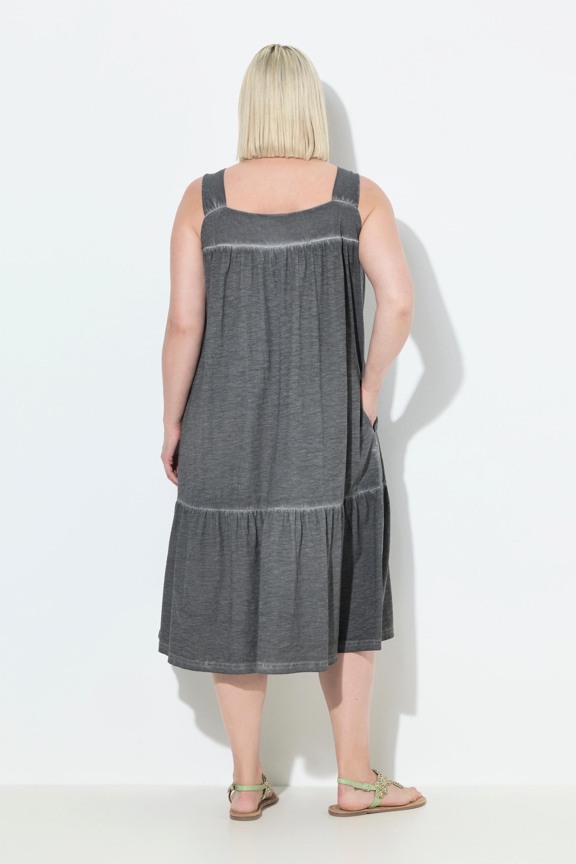 Ulla Popken Robe Jersey Cold Dyed Coupe Évasée Sans Manches  