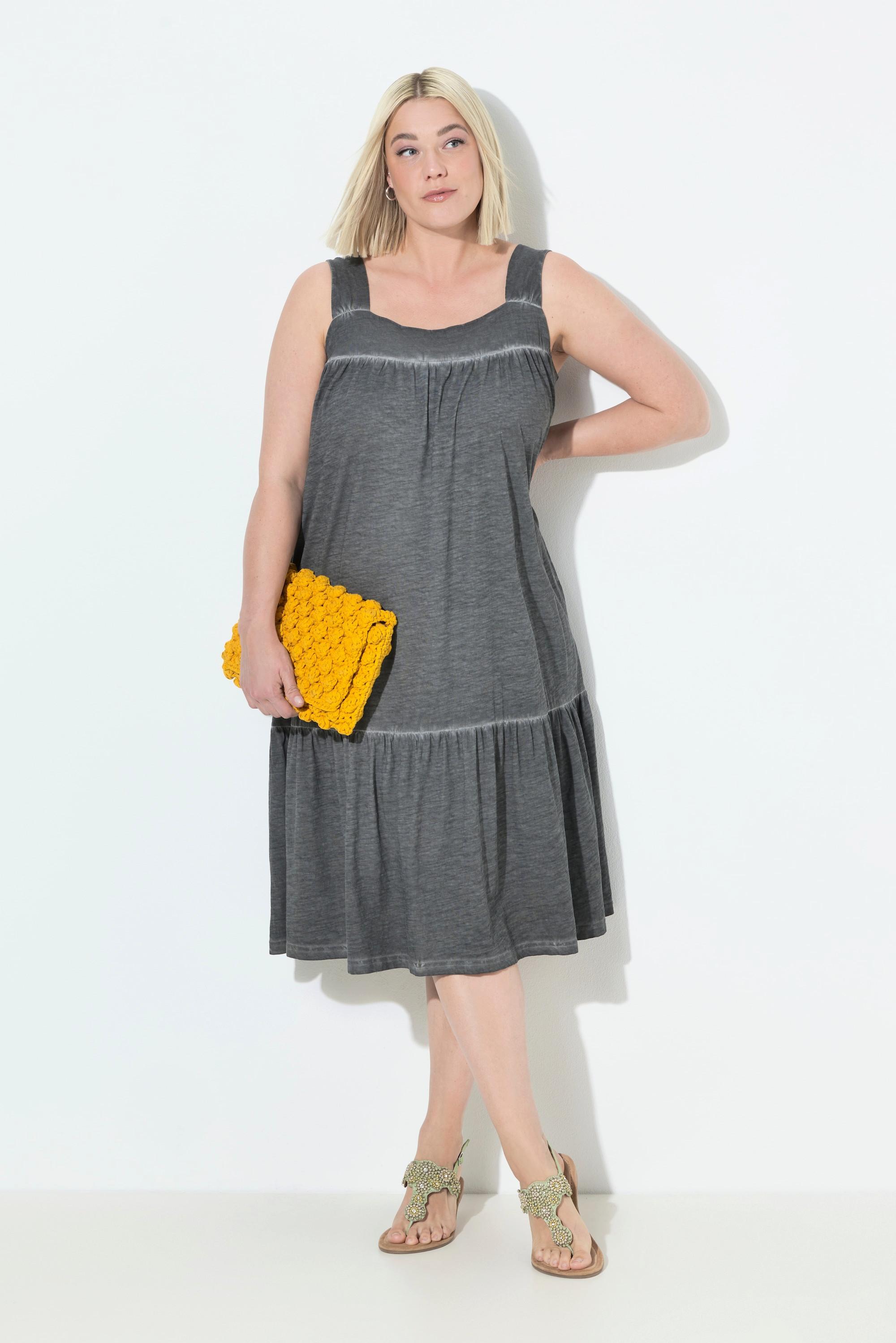 Ulla Popken Robe Jersey Cold Dyed Coupe Évasée Sans Manches  