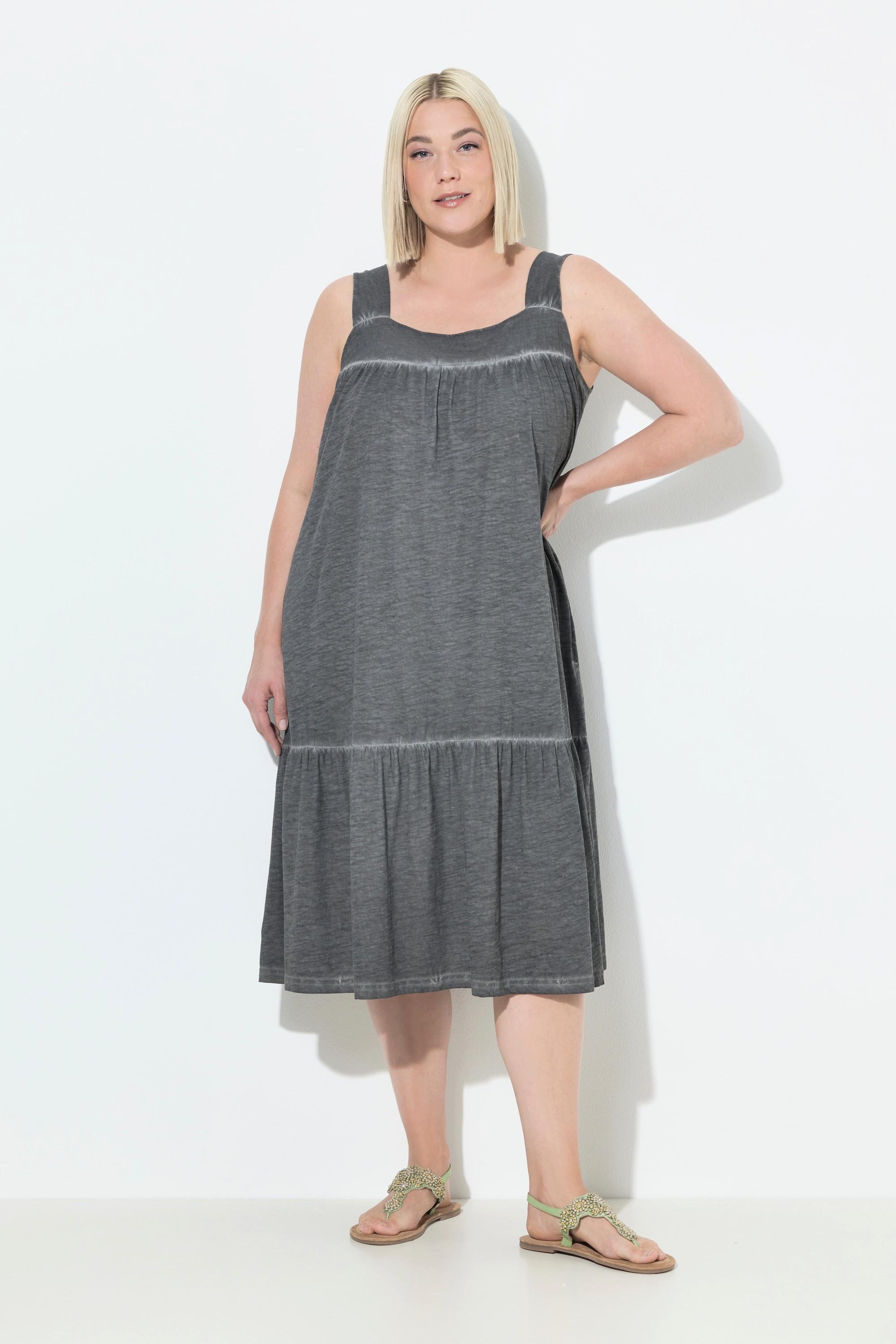 Ulla Popken Robe Jersey Cold Dyed Coupe Évasée Sans Manches  