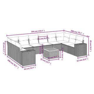 VidaXL Ensemble de canapés de jardin rotin synthétique  