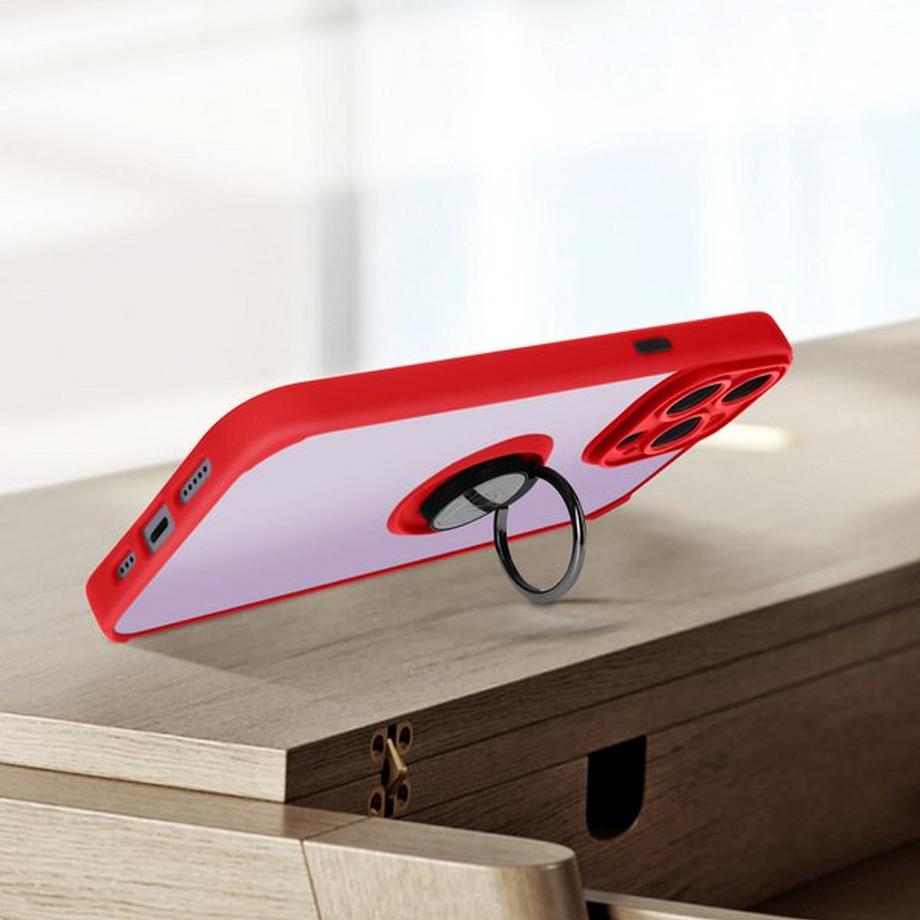 Avizar  Coque iPhone 14 Pro Rouge avec Anneau 