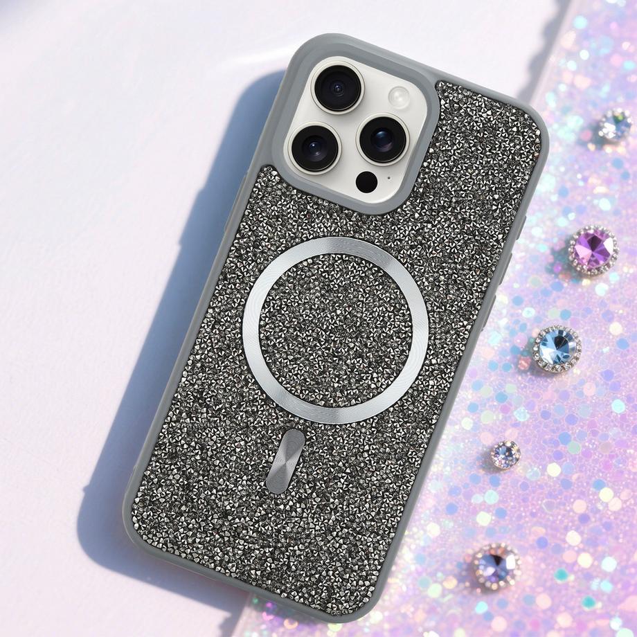 Cadorabo  iPhone 15 PRO MAX Hülle kompatibel mit MagSafe Glitzer Diamant Design 