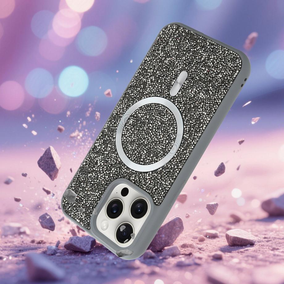 Cadorabo  iPhone 15 PRO MAX Hülle kompatibel mit MagSafe Glitzer Diamant Design 