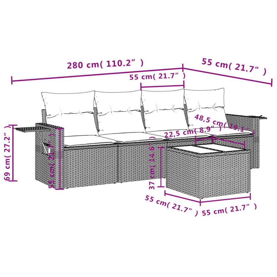 VidaXL Garten sofagarnitur poly-rattan  