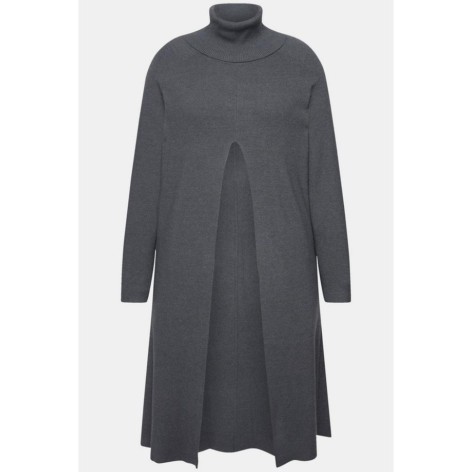 Ulla Popken Long A-Linie Stehkragen Langarm Pullover  