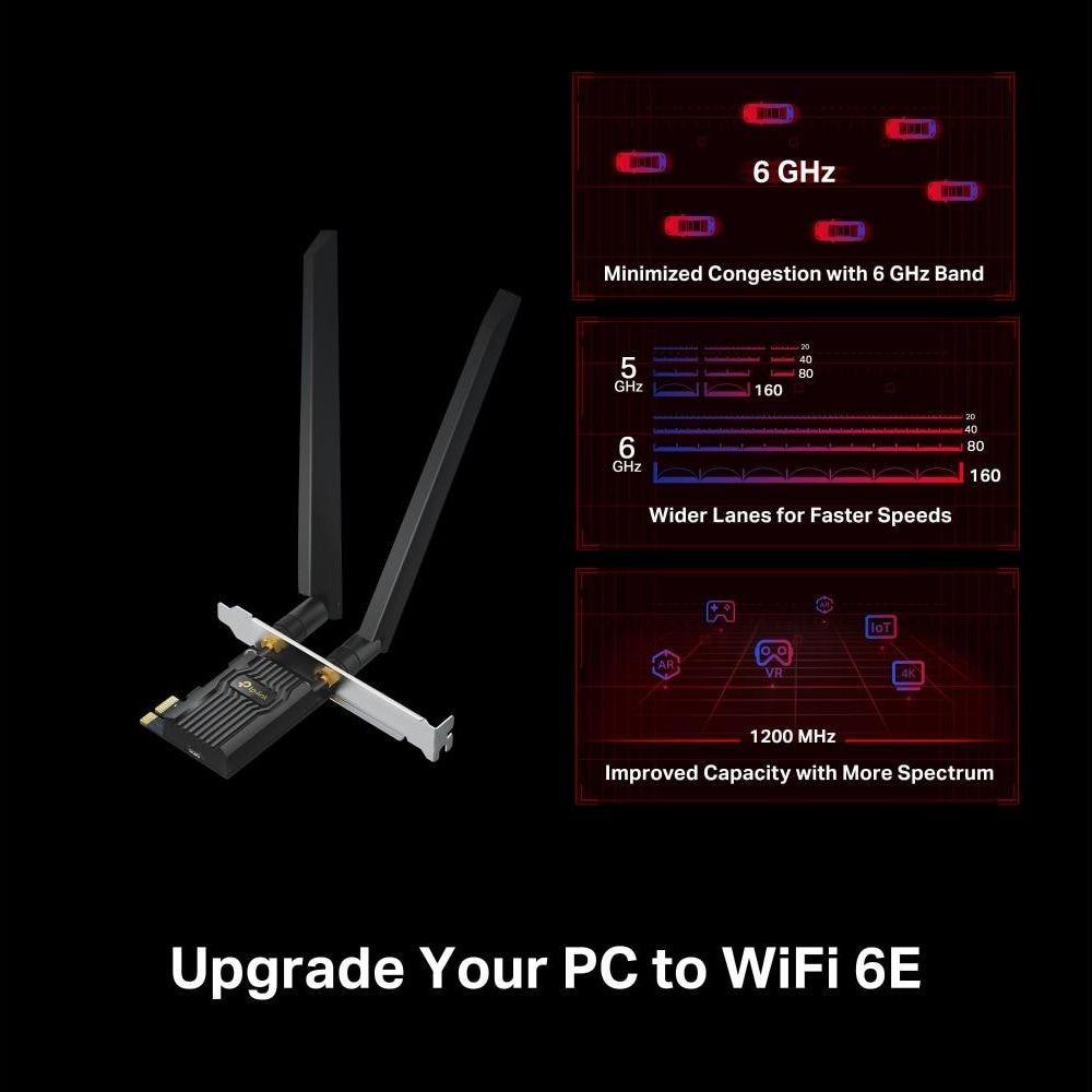 tp link  Adattatore WiFi 6E PCIe TP-Link Archer TXE72E - Connessione wireless ultraveloce per giochi e streaming 