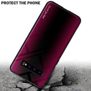 Cadorabo  Housse compatible avec Samsung Galaxy S10 PLUS - Aspect rayé - Coque de protection en silicone TPU et dos en verre trempé 