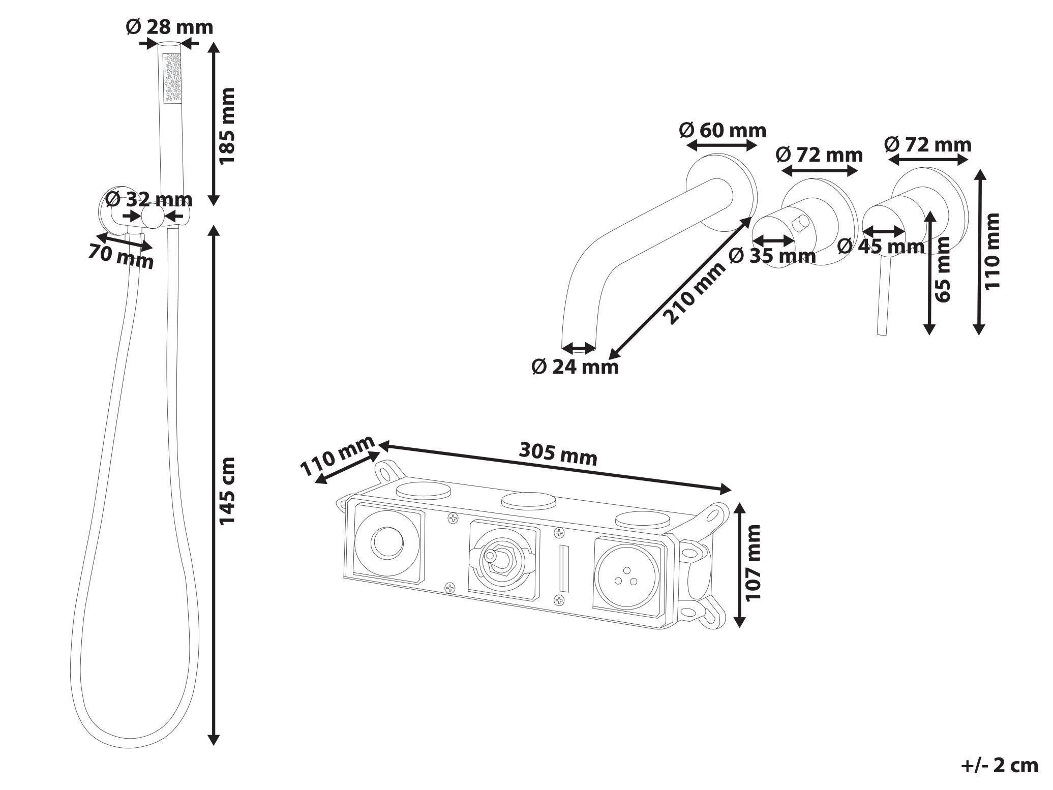 Beliani Robinet de douche mural en Laiton Moderne JAVIRA  