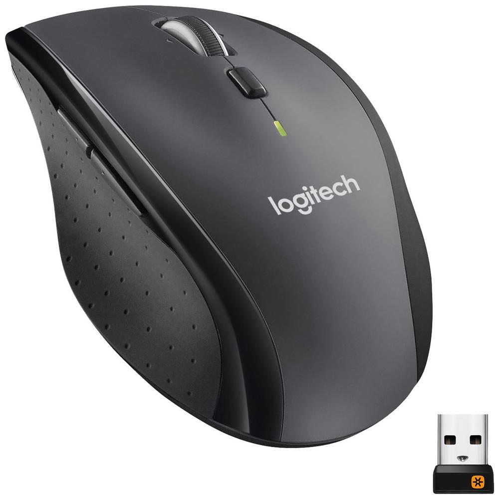 Logitech  M705 Marathon Mouse ergonomico Senza fili (radio) Laser Nero, Argento 7 Tasti 1000 dpi Ergonomico 