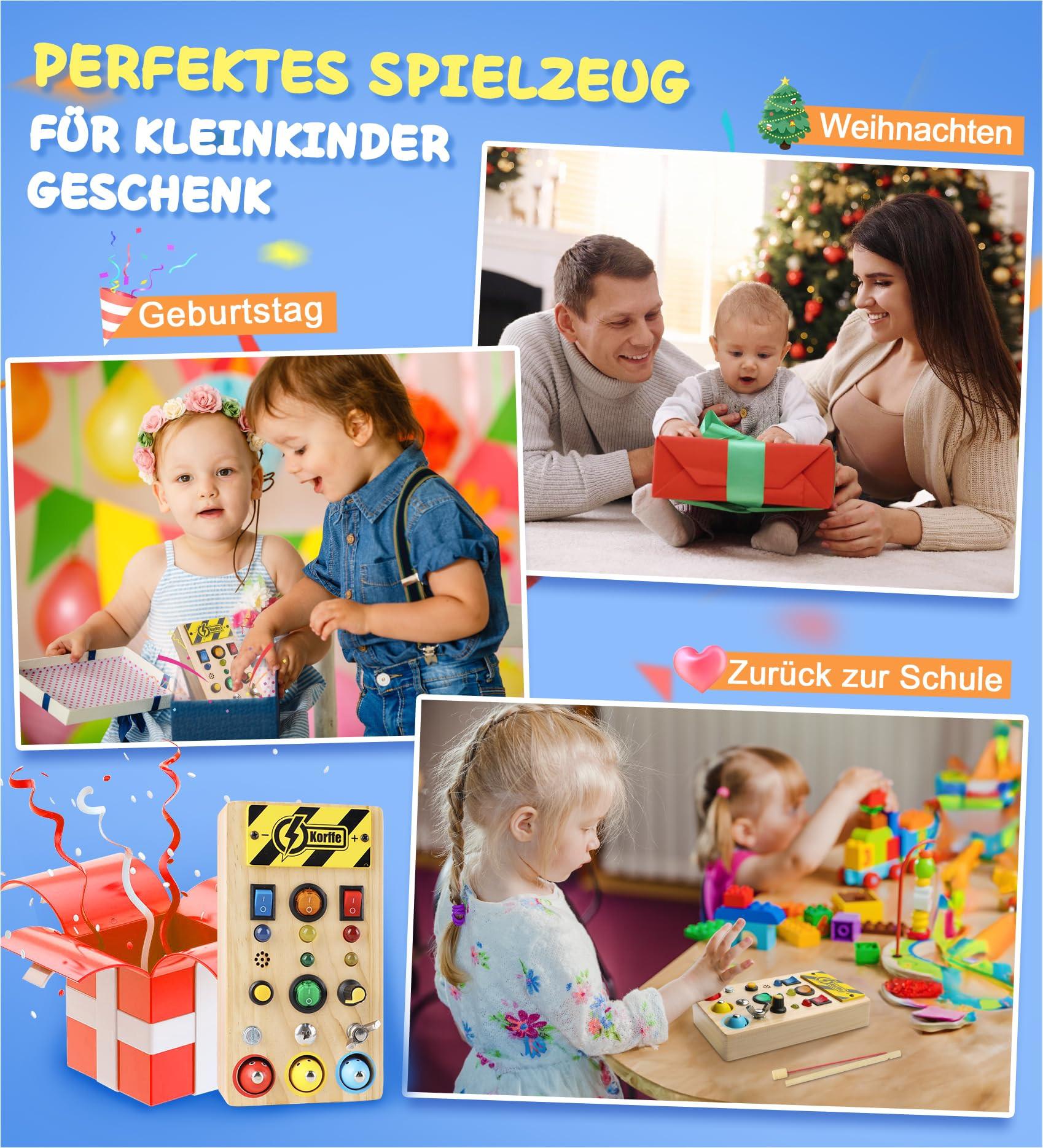 Activity-board  Busy Board hölzerne 3 in 1 Aktivität Board sensorisches Spielzeug für Kleinkinder mit Led Lichtschalter Schraubenzieher Werkzeuge magnetische Angelspiel 