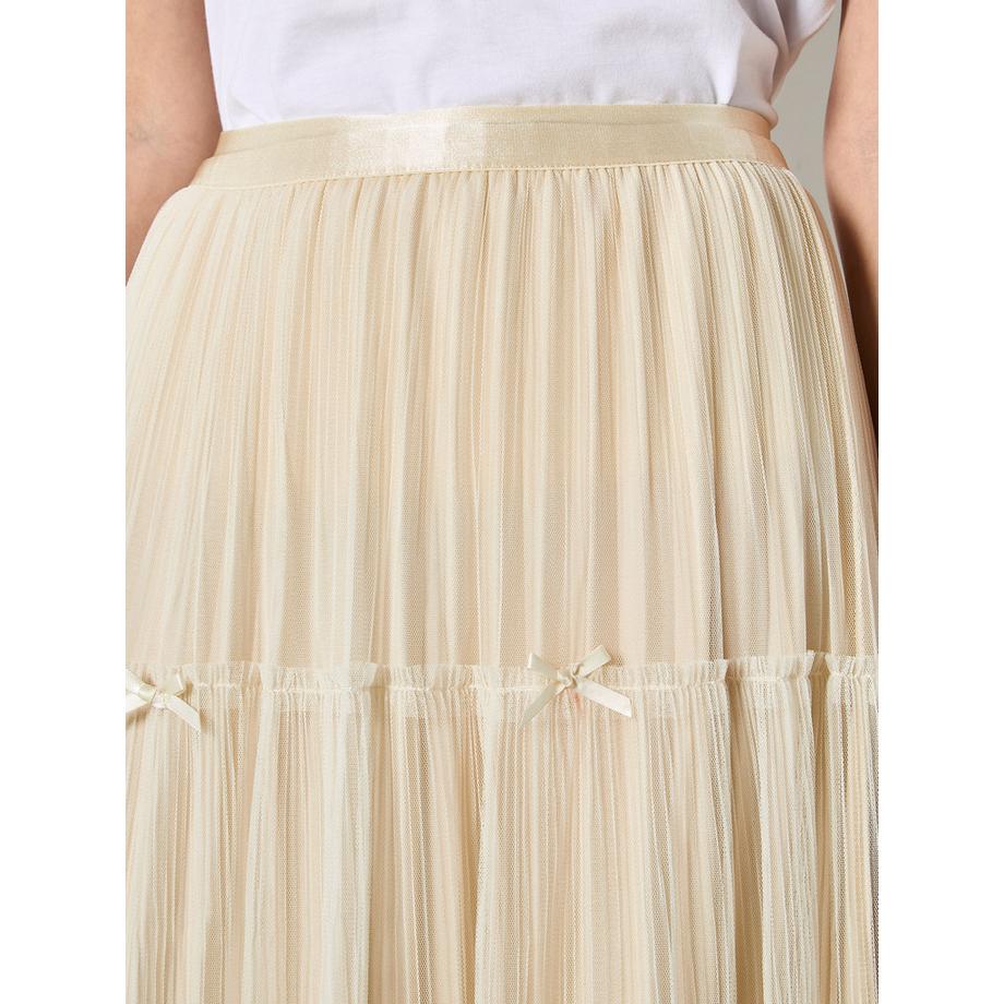 APRICOT Mesh Midi Rock mit Schleifen und Stufen  