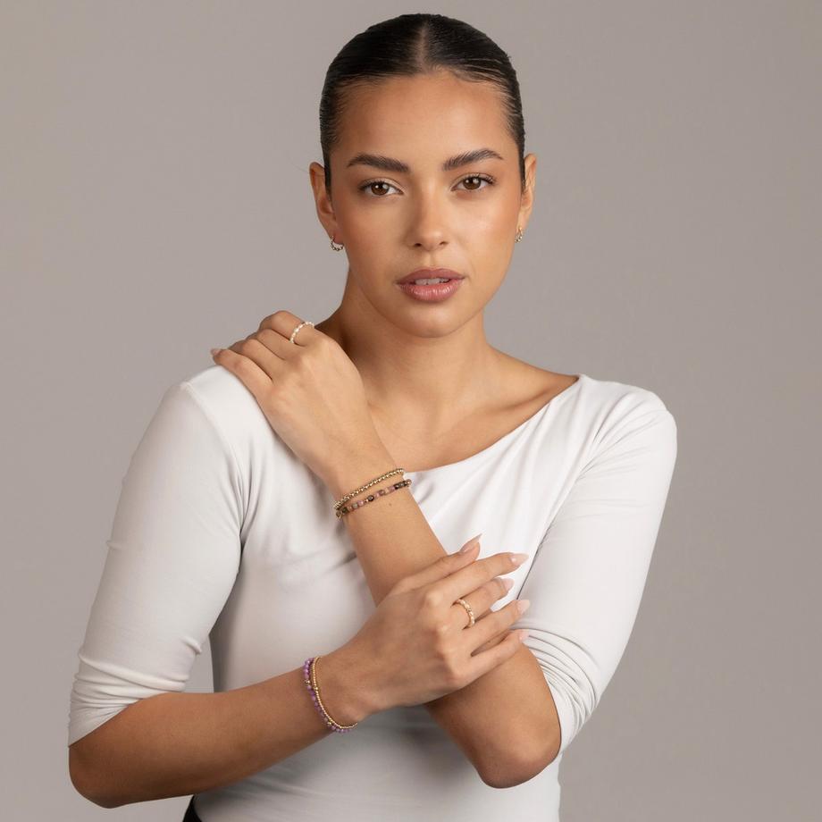 Balibay  Miika Stretch Armband mit 4mm Turmalin & 925 Sterling Silber 
