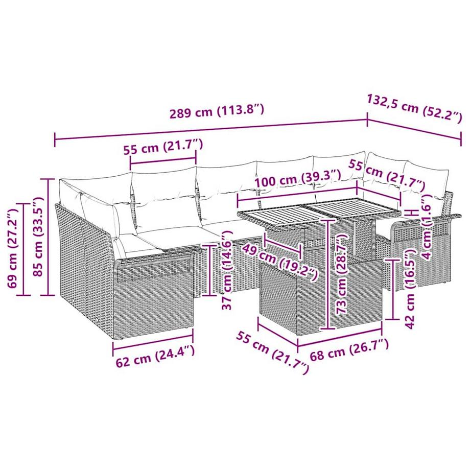 VidaXL Set di Mobili da Esterno Polyrattan  