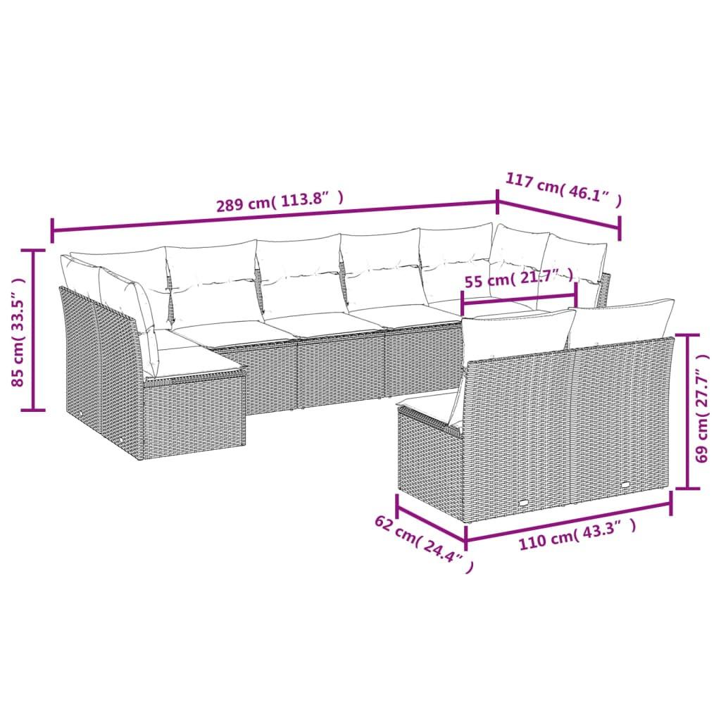 VidaXL set divano da giardino Polirattan  