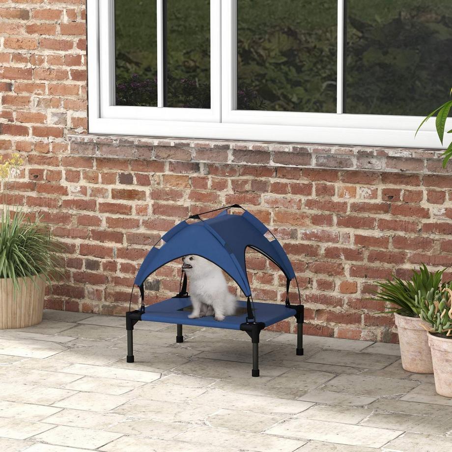 Northio  Erhöhtes Hundebett mit Baldachin, Haustierbett, Outdoor Hundeliege mit Dach, Atmungsaktiv, für Mini- und Kleinhunde Dunkelblau Oxford 61 x 46 x 63 cm 