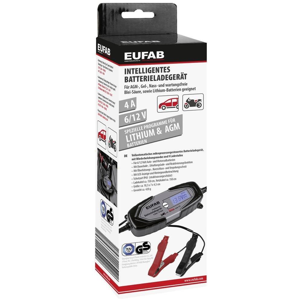 Eufab  Chargeur de batterie intelligent 6/12 V, 4 A 