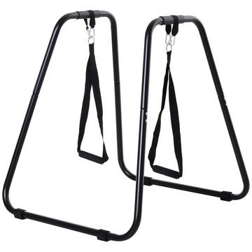 Dipstation Stable Dip Stand Avec Sling Trainer, Cadre En Acier Robuste, Noir, 90X81X92.5Cm