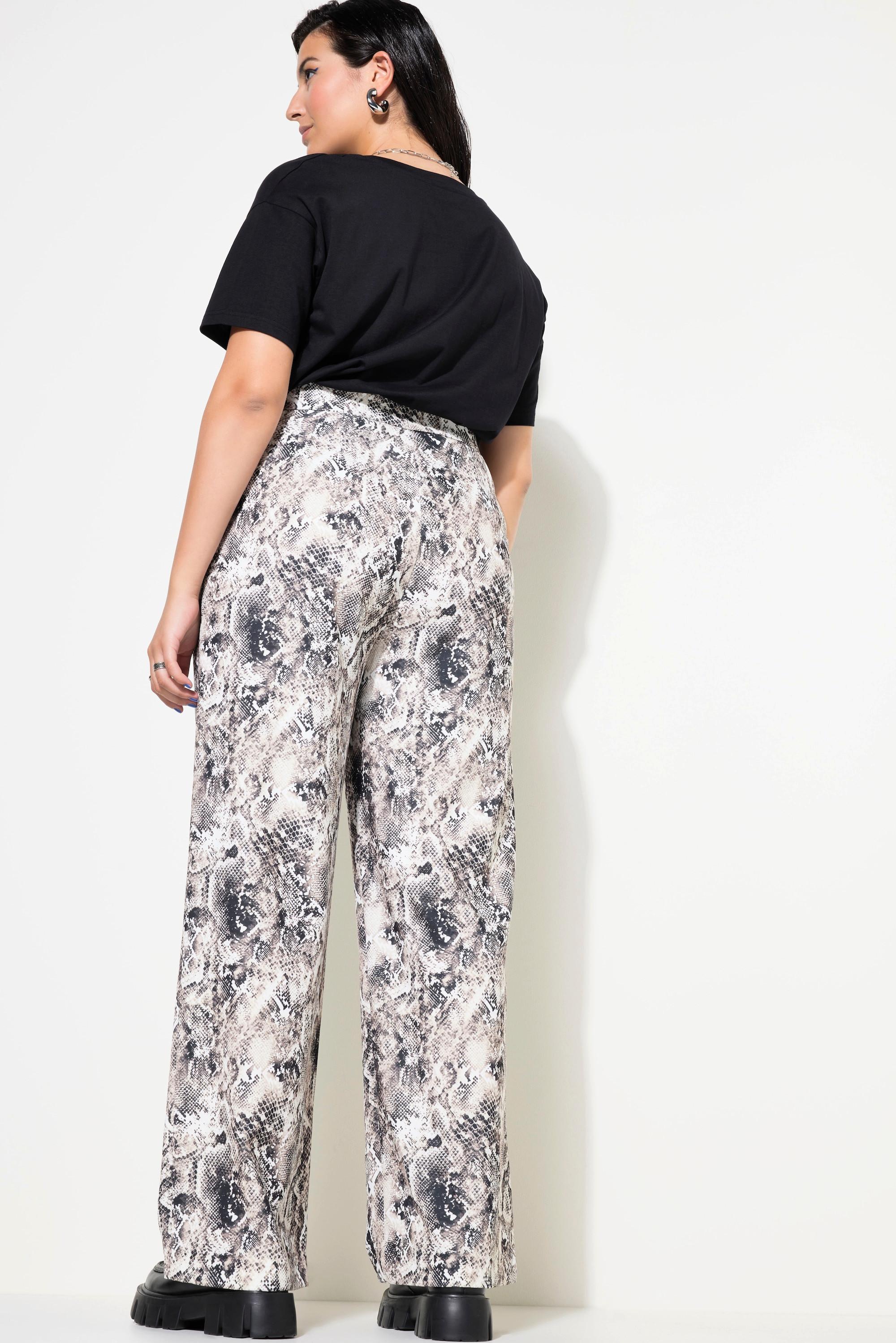 Studio Untold Pantaloni Wide Leg Vita Alta Stampa Pitonata  
